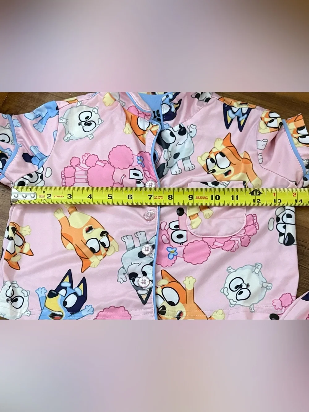 Bluey Girls Pajama Set XS 4/5 Pink Button Front Short Sleeve Shorts